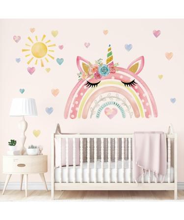 Wondever Watercolor Unicorn Rainbow Wall Stickers - Peel and Stick Decals for Girls Bedroom and Nursery - Buy Online on SooperMarket.com