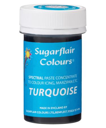 Sugarflair Turquoise Spectral Food Colouring Paste Highly Concentrated for Use with Sugar Pastes Buttercream Royal Icing or Cake Mix Vibrant Colour Dye - 25g