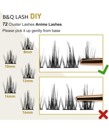 72 D Curl Individual Cluster Lashes - Soft DIY Natural Eyelash Extensions - B&Q Lash Clusters - UK-FD-B41-D-16 - Buy Online on SooperMarket.com