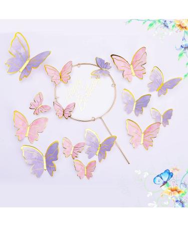 Gold 3D Butterfly Cupcake Toppers - 81-Piece Happy Birthday Cake Decorations - Buy Online on SooperMarket.com