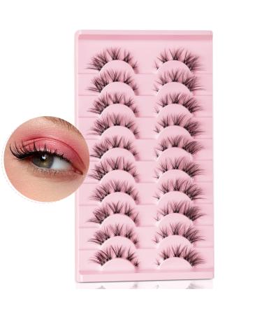 False Eyelashes D Curl 10 Pairs Lash Clusters with Clear Band DIY Waterproof Lash Extension Kit Individual Manga Eyelash Fluffy 3D Anime Lashes Faux False Eyelashes MinK (3D09-10pairs)