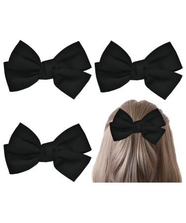 3 Pcs Bow Hair Clips Bowknot Barrettes Black Women Headpiece Hairclip Hair Pins Halloween Christmas Bohemian Hawaiian Wedding Party Decoration Cosplay Costume Headband Cute Handmade Hair Accessories