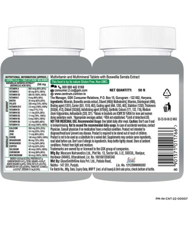 YANG Adults 50+| 50 Tabs (Pack of 2)|Calcium Vitamin D & 21 vital Nutrients support Overall Health & Strong Joints (Veg)|World's No.1 Multivitamin - Buy Online on SooperMarket.com