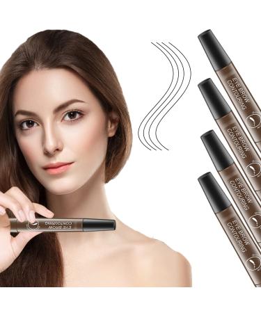 Roterale Eyebrow Pen - Roterale Eyebrow Pencil Waterproof Roterale 4-Tip Microblade Brow Pen 4Pack Roterale Eyebrow Pen Waterproof (Dark Brown-4pcs)