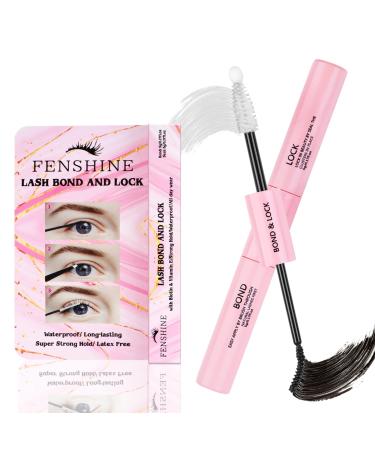Fenshine Lash Bond and Seal, Cluster Eyelash Glue for Individual Cluster DIY Eyelash Extensions, Super Strong Hold Cluster Lash Adhesive, Latex Free, Mascara Wand Glue Lash Bond and Seal Black