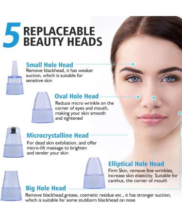 Rechargeable Blackhead Vacuum Remover with 5 Probes - Electric Facial Acne Suction Cleanser - Buy Online on SooperMarket.com