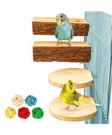 Reyshin 4 pieces of bird seating board budgie seating board bird playground Nibble toys bird cage accessories bird accessories with 5 rat ball for birds such as nymphic canaries canaries agapornids (H01)