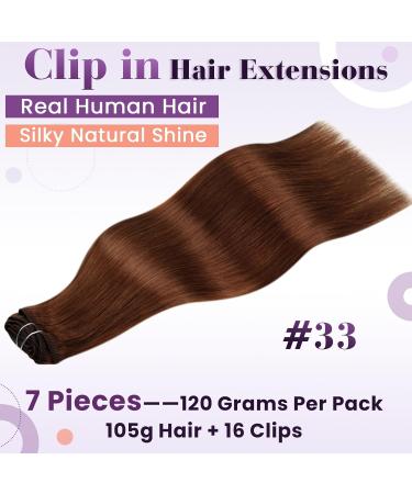 Buy Laavoo Clip-In Extensions - 45cm Real Hair in Auburn Brown | 7pcs Hair Recovery 10 Inch 105g - Premium Quality Red-Brown Extensions - Buy Online on SooperMarket.com