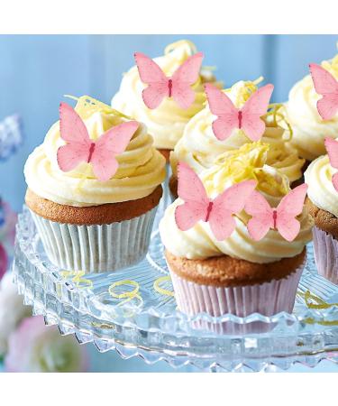 48 Edible Pink Butterflies - Alegre Butterflies TorteDeco | Cake & Cupcake Toppers for Weddings & Baby Showers - Buy Online on SooperMarket.com