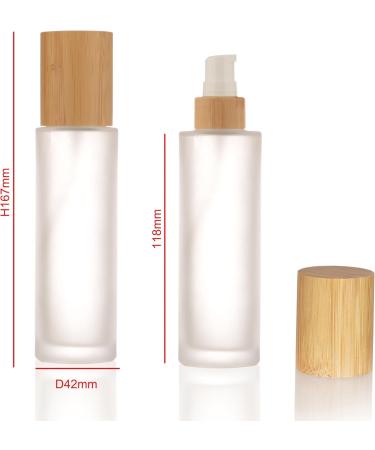 Cosidea 100ml Refillable Bamboo Lid Glass Bottles | Lotion Pump & Travel Containers for Cosmetics - Buy Online on SooperMarket.com