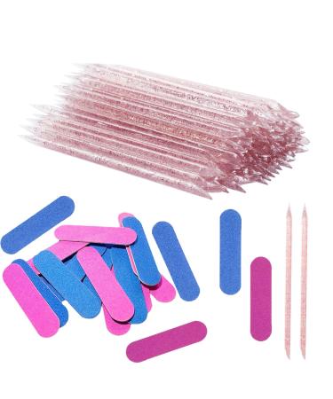 100 PCS Nail Stick Cuticle Pusher Bulk  100 PCS Mini Nail Files Double Sided Nail Buffer  Nail Care Sticks  Cuticle Manicure and Pedicure Stick for Fingernail  Cleaning Cuticle Stick - Pink Pink 200PCS