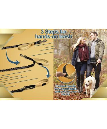 Premium 2-in-1 Jogging Leash & Normal Dog Leash for Medium & Large Dogs | Double Handle & Belly Belt for Jogging Hiking & Walking - Buy Online on SooperMarket.com