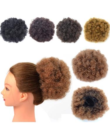 Afro Puff Drawstring Ponytail Extension Short Synthetic Afro Kinky Curly Puff Ponytail for Natural Hair Clip On Kinky Drawstring Curly Ponytail Bun Hairpieces (Medium T1B/30#) Medium T1B/30#