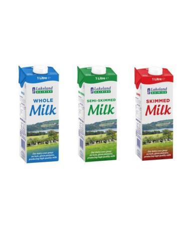 Lakeland Dairies Long Life Milk | Custom Case of 12x1ltr | Choose From 3 Flavours & Receive 4 of Each Choice