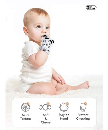 BPA-Free Panda Teething Mitten Set for Baby Boys and Girls - 1 Pair of Chewing Gloves + Bonus Toothbrush - Buy Online on SooperMarket.com