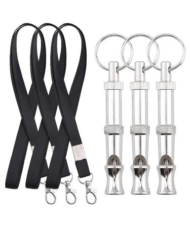 3 Pack Dog Whistle Dog Training Whistle with Lanyardfor Recall Adjustable Frequencies Pet Whistles for Training Barking Behaviour Professional Dog Training Set 2.17 x 0.31 x 0.59in Silver+black