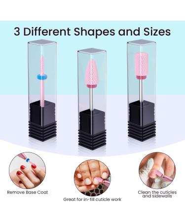 Professional Ceramic Nail Drill Bits Set - 3Pcs 3/32'' Acrylic File Bits for Manicure Pedicure - Pink Nail Drill Bit Set - Buy Online on SooperMarket.com