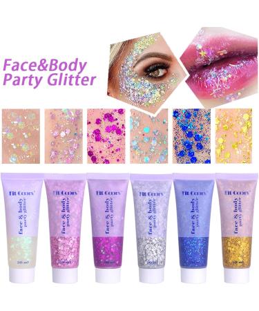 Mermaid Sequins Body Glitter Gel 50ml - Sparkling Chunky Lotion for Face, Hair, and Nails - Cosmetic Shimmer Eyeshadow - Perfect for Christmas Parties - Pink, Silver, Gold - Buy Online on SooperMarket.com