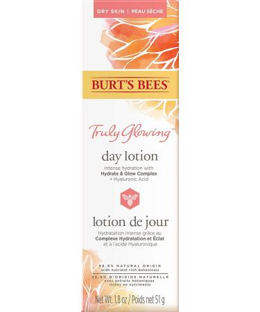 Burt's Bees Truly Glowing Hydrating Daily Face Lotion Face Cream Moisturizer for Dry Skin with Hyaluronic Acid 98.9% Natural Origin Developed with Dermatologists 51g Day Lotion for Dry Skin - Buy Online on SooperMarket.com