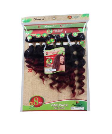 Loose Wave Hair Extensions - 8 Bundle Brazilian Human Hair Ombre Burgundy (8 10 12 14 Inch) - Buy Online on SooperMarket.com