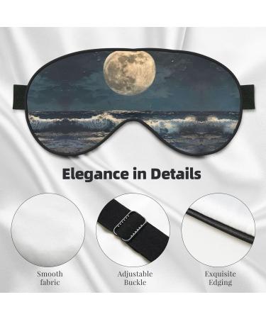 Moon and Sea Print Double-Sided Eye Mask Soft and Light Blocking for Enhancing Sleep Quality - Buy Online on SooperMarket.com