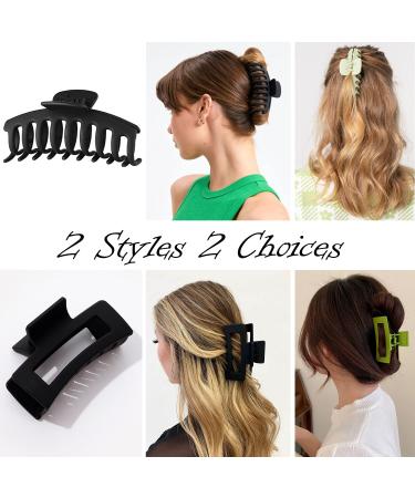 Large Hair Claw Clips 8 Pack: Strong Hold Rectangular & Square Styles for Thick Hair - Matte Warm Color Pink - Women's Hair Accessories - Buy Online on SooperMarket.com