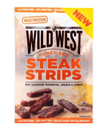 Wild West Steak Strips 60g Honey BBQ Beef Beef Jerky high protein dried meat Protein Snack Honey BBQ 60 g (1 pack)