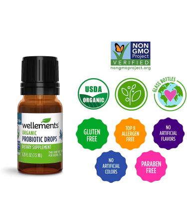 Wellements Organic Probiotic Drops for Baby Digestive & Immune Support | 0.25 Fl Oz 141188 | Dye-Free, Paraben-Free, Preservative-Free | Infants & Toddlers - Buy Online on SooperMarket.com