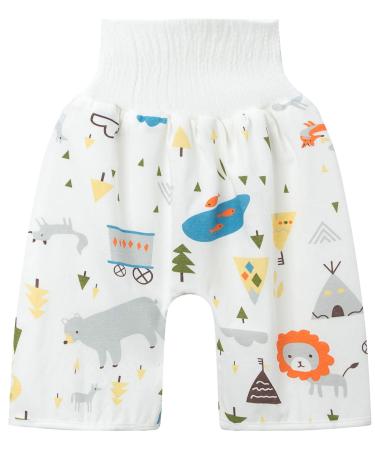Baby Diaper Skirt Boys Girls Cotton Training Pants Children's 2 in 1 TPU Waterproof Reusable Nappy Diaper Skirt Shorts Polar Bear High Waist(protect Belly) M
