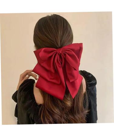 Hair Bows for Women 2PCS Black Red Hair Bow Satin Bow Hair Clips Large Silky Ribbon Bows Hair Accessories Bow Clips for Women Short 1 count (Pack of 1) Short Style - Buy Online on SooperMarket.com