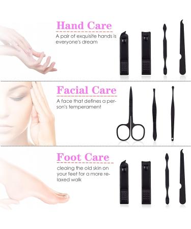Professional Manicure Stainless Steel Set 7 pcs Portable Nail Clippers Set Pedicure Set Eyebrow Grooming Kit Nail Care Tools with Luxurious Leather Case - Buy Online on SooperMarket.com