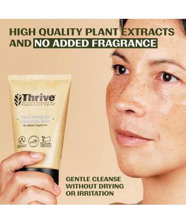 THRIVE All Natural Face Wash for Sensitive Skin - Unscented Gentle Cleanser for Women & Men - Clean, Restore & Combat Skin Stress - Made in USA with Organic Ingredients - Vegan - 3.38 Fl Oz - Buy Online on SooperMarket.com