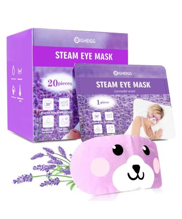 DIGHEIGG Steam Eye Mask for Dark Circles and Puffiness 20 Pcs  Lavender Disposable Eye Warm Compress for Dry Eyes  Soothing Headache Migraine  Stye Treatment  Relief Stress Eye Fatigue
