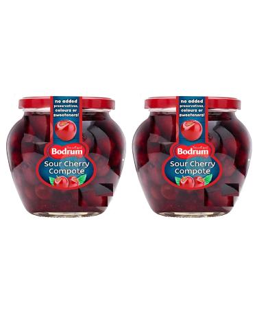 Bodrum Sour Cherry Compote | Visne Kompostosu | Authentic Taste | Tuskish Cuisine | No Additives and Preservatives | Sour Cherries | Tinned Foods | Turkish grocery | 540G (Pack of 2) CHERRY-PACK OF 2