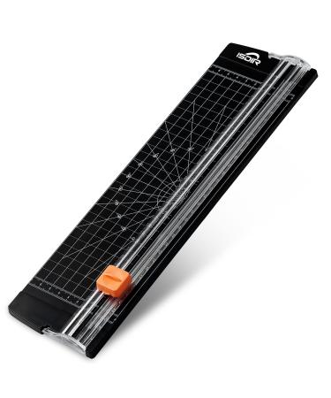 ISDIR A4 Paper Cutter Slicer  12 Inch Paper Trimmer Scrapbooking Tool Supplies with Security Safeguard and Side Ruler  Portable Paper Slicer for Craft Paper  Label  Photo  Cardstock (Black)