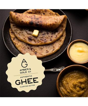 Amber & Gold Authentic Ghee 16oz - Keto, Paleo & Gluten Free - Healthy Snacks, Coffee Creamer & Cooking - Buy Online on SooperMarket.com