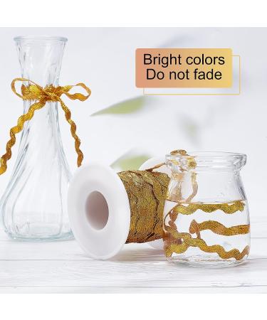 GORGECRAFT Glitter Gold RIC Rac Trim Ribbon - 27yd/25m Roll - 5mm Wave Sewing Bending Fringe Trim - Ideal for Flower Making and Wedding Party Decor - Buy Online on SooperMarket.com