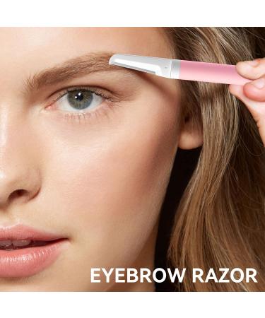 Premium Dermaplaning Tool for Women | Exfoliate Peach Fuzz & Dead Skin | Durable Eyebrow Razors with 4 Blades | Perfect Christmas Stocking Stuffer Gift - Pink - Buy Online on SooperMarket.com