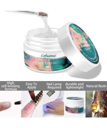 Builder Gel Lofuanna 15ml - Clear Self-Leveling Nail Thickening Solution with Nail Art Brush & File - Strengthen & Sculpt Natural Nails at Home & Professional Salon - Buy Online on SooperMarket.com