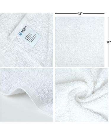 Zuperia 100% Cotton Luxury Wash Cloths 24 Pack - Soft & Absorbent Face Towels for Spa Gym Hotel, 12x12 Inches, White - Pack of 24 - Buy Online on SooperMarket.com