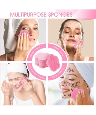 Telooco 50 Pieces Flower Shape Compressed Facial Sponges Disposable Expedient Travel Face Sponges for Cleansing Exfoliating Makeup Estheticians Spa(Pink) - Buy Online on SooperMarket.com