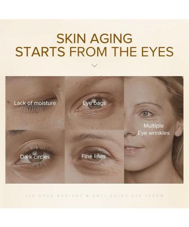 24K Gold Eye Serum Niacinamide Serum Anti Ageing Eye Serum Eye Serum For Dark Circles Puffy Eyes Bags Under Eyes Puffiness & Crows Feet Saggy Skin Anti Wrinkle Caffeine Eye Cream Brightening Serum - Buy Online on SooperMarket.com