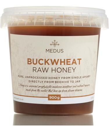 Earthbreath Buckwheat Raw Honey - 900g - Pure Dark Unheated Unpasteurised and Unfiltered - Natural Sweetener for Cooking Coffee Juice Drinks Food Buckwheat 900 g (Pack of 1)