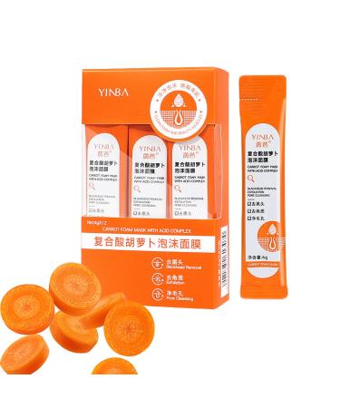 Carrot Bubble Face Mask Compound Acid Smear Mask Individually Packaged and Portable Remove Blackheads Deep Cleansing Shrink Pores (4ml 12 Pcs) (01 Carrot)