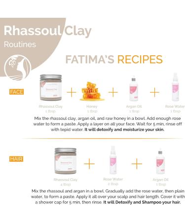 Fatima's Garden Ghassoul Powder with Rose Petals - 5.3oz Rhassoul Face and Hair Mask - 150g Pack of 1 - Buy Online on SooperMarket.com