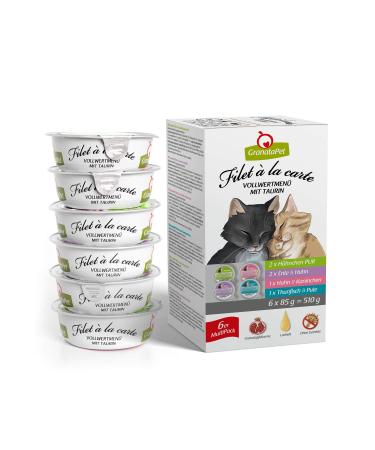Granapet fillet la carte multipack wet food for cats in a trial package fillet pieces without grain cat food without added sugar high meat content 6 x 85 g multipack 510 g (1 Pack)