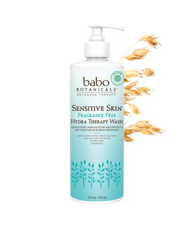 Babo Botanicals Sensitive Skin Fragrance-Free Hydra Therapy Wash - with Organic Calendula and Natural Oat Protein - For Adults with Sensitive Skin - Vegan and Hypoallergenic - 16 fl. oz.