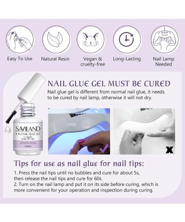 Saviland 15ML 4-in-1 Nail Glue Set for Fake Nails & Poly Gel - Super Strong Gel Base Strengthen, Slip Solution, Nail Repair Treatment - 2pcs - Buy Online on SooperMarket.com