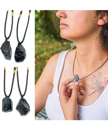 Buy Oralgo Irregular Stone Trailer Necklace - Unique Black Tourmaline Choker & Long Sweater Chain for International Shipping - Buy Online on SooperMarket.com