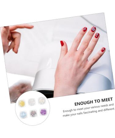 Mikinona 6 Boxes Art Glitter Stylish Stickers Delicate Sparkly Manicure Nial Manicures Crystal Paillettes Lovely Nail of Studs Decor DIY Fake Decorations Colorful Sequins Beads Ornaments - Buy Online on SooperMarket.com
